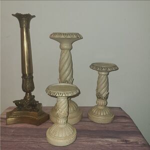 4 Vintage candle holders 